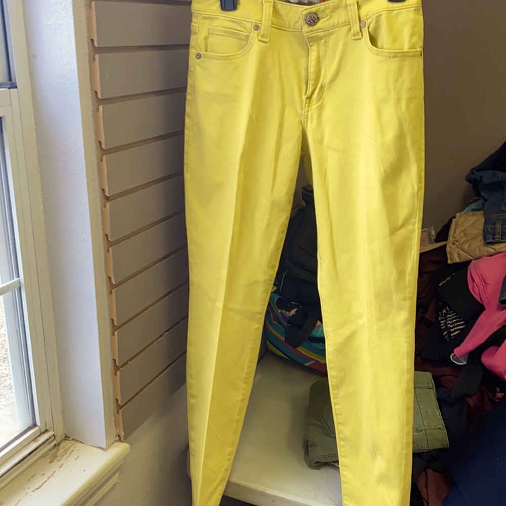 Lime green CABI brand curvy skinny jeans